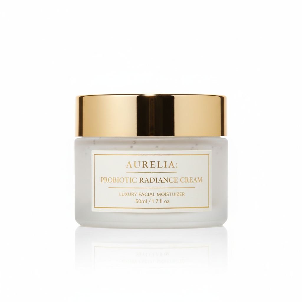 Probiotic Balancing Facial Moisturizer in an elegant white glass jar